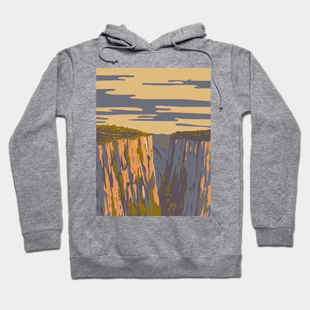 Itaimbezinho Canyon in Aparados da Serra National Park Brazil WPA Art Deco Poster Hoodie by retrovectors